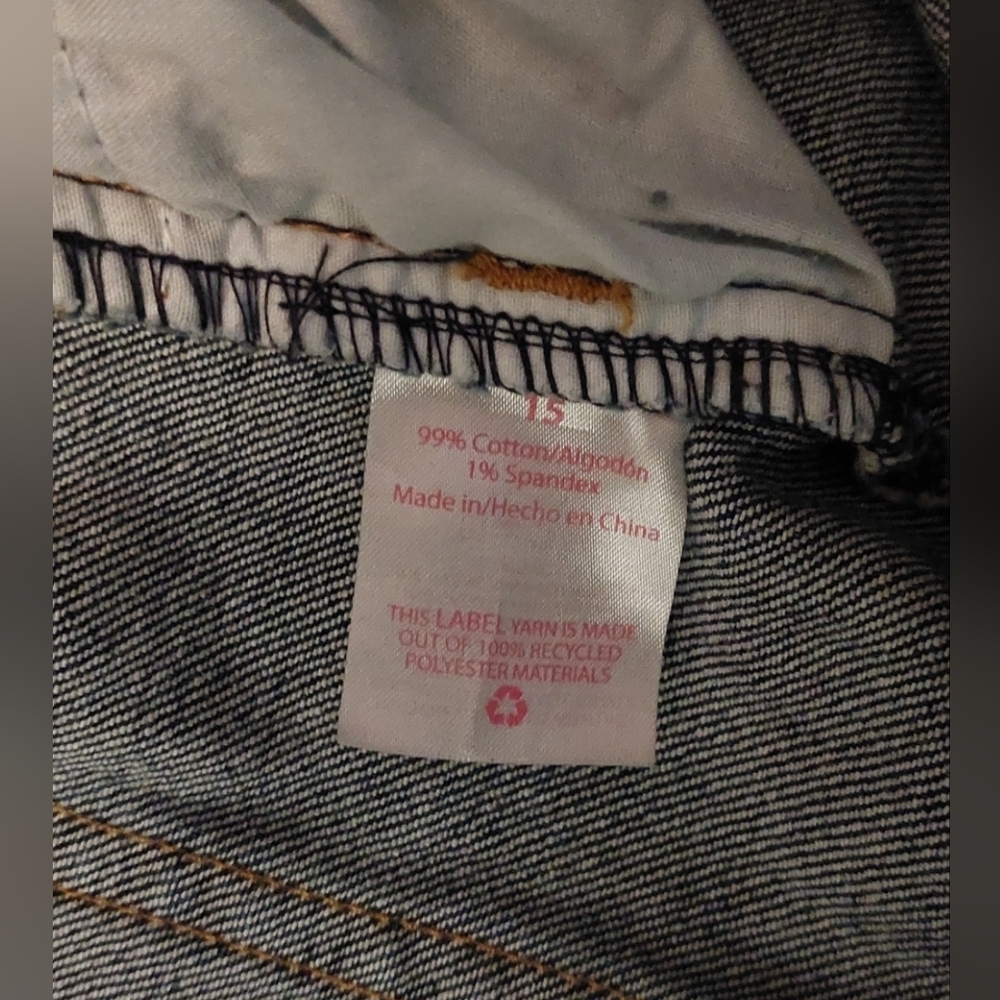 No Boundaries Dark Wash Straight Leg Jeans Busted Knee Distressed Size 15 Denim - Picture 6 of 12